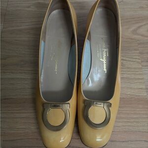 Salvatore Ferragamo Yellow Flats with Gold Buckle